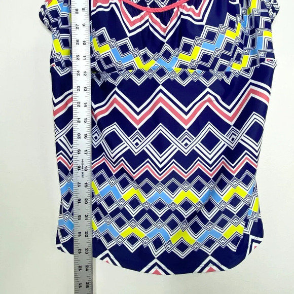 NWT South Point Swim Tank Top 16 Navy Blue Yellow Coral Geometric Tankini Plus - Picture 10 of 11